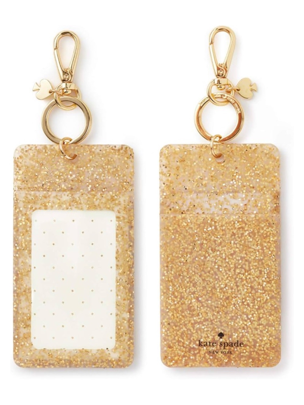 Kate Spade Badge Clip Keychain Gold Glitter